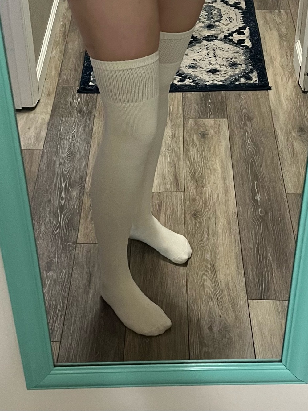 Cream Knit Cashmere Polyester Blend Over The Knee Socks